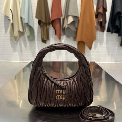 미우 미우 Miu Miu 5BC125 Wander matelassé nappa leather bag Burgundy 20cm