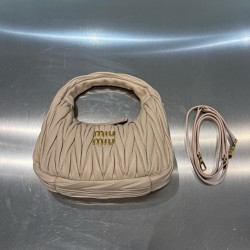 미우 미우 Miu Miu 5BC125 Wander matelassé nappa leather bag Pink 20cm