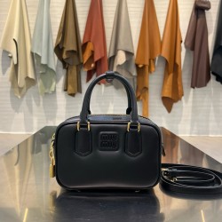 미우 미우 Miu Miu 5BB123 Arcadie leather bag Black 19cm