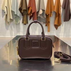 미우 미우 Miu Miu 5BB123 Arcadie leather bag Briarwood 19cm
