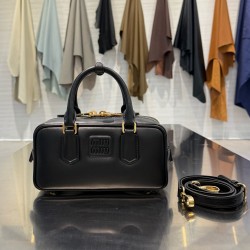 미우 미우 Miu Miu 5BB142 Arcadie leather bag Black 22cm