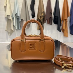 미우 미우 Miu Miu 5BB142 Arcadie leather bag Cognac 22cm