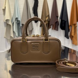 미우 미우 Miu Miu 5BB142 Arcadie leather bag Tundra 22cm