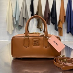미우 미우 Miu Miu 5BB148 Arcadie leather bag Cognac 27cm