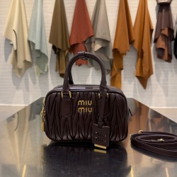 미우 미우 Miu Miu 5BB123 Arcadie Matelassé nappa leather bag Briarwood 19cm