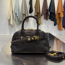 미우 미우 Miu Miu 5BB169 Aventure nappa leather top-handle bag Black 28cm