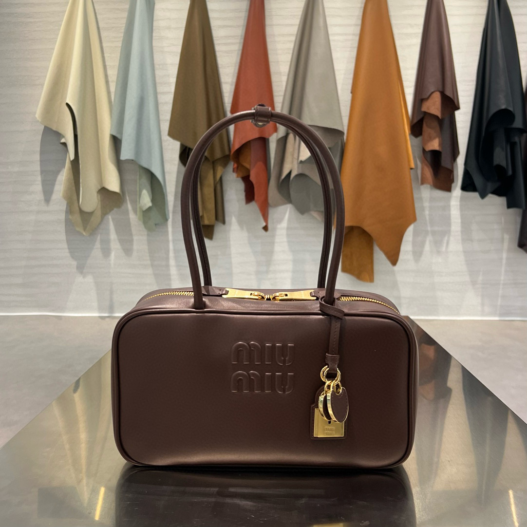 미우 미우 Miu Miu 5BB172 Beau leather top-handle bag Briarwood 30cm