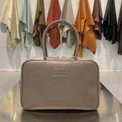 미우 미우 Miu Miu 5BB117 Beau nappa leather bag Pumice Stone 34cm