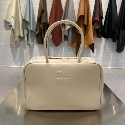 미우 미우 Miu Miu 5BB117 Beau nappa leather bag White 34cm