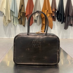 미우 미우 Miu Miu 5BB117 Beau nappa leather bag Coffee 34cm