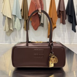미우 미우 Miu Miu 5BB173 Beau leather bag Briarwood 28cm