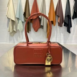 미우 미우 Miu Miu 5BB173 Beau leather bag Brown 28cm