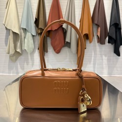 미우 미우 Miu Miu 5BB173 Beau leather bag Cognac 28cm