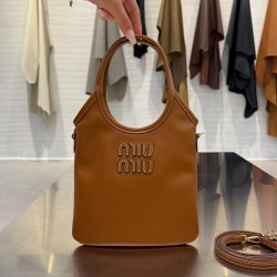 미우 미우 Miu Miu 5BA281 Ivy leather handbag Cognac 20cm
