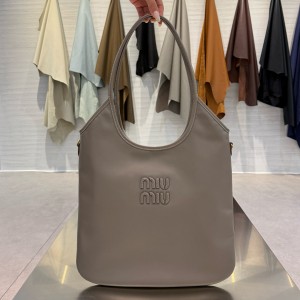 미우 미우 Miu Miu 5BG231 Ivy leather bag grey 35cm