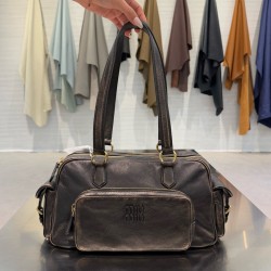 미우 미우 Miu Miu 5BB179 Pocket nappa leather top-handle bag Coffee 32cm