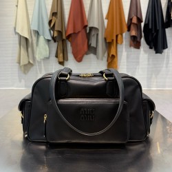 미우 미우 Miu Miu Pocket nappa leather top-handle bag Black 32cm