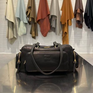 미우 미우 Miu Miu 5BB159 Pocket nappa leather top-handle bag Black 32cm