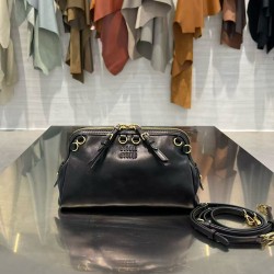 미우 미우 Miu Miu 5BF131 Caprice leather clutch Black 24cm