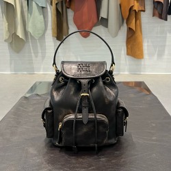 미우 미우 Miu Miu 5BZ043 Leather backpack Coffee 18cm