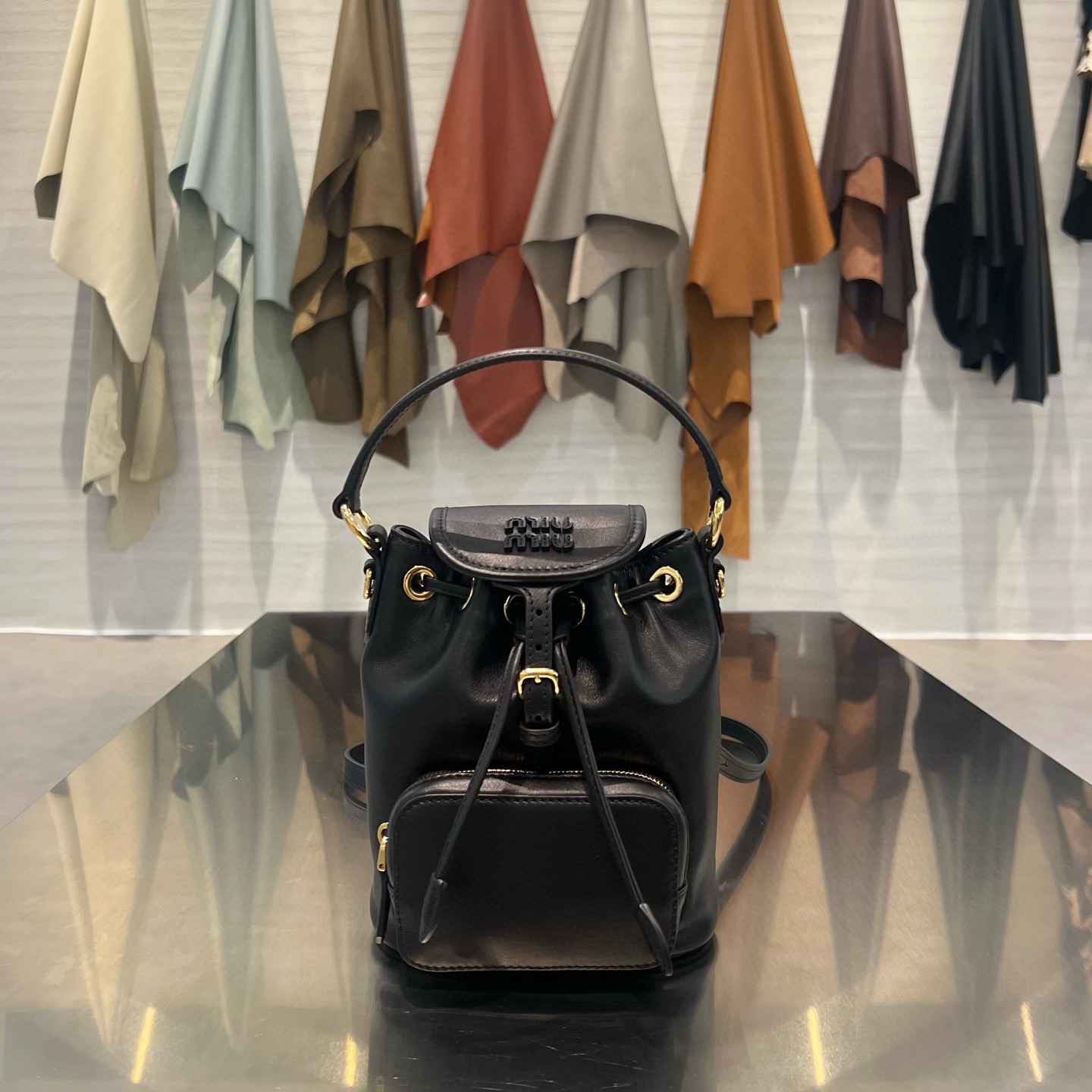 미우 미우 Miu Miu Mini backpack Black 14cm