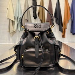 미우 미우 Miu Miu 5BZ043 Leather backpack Black 18cm