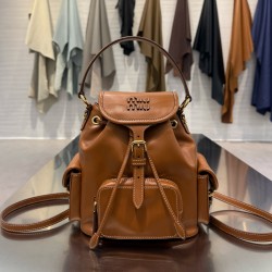미우 미우 Miu Miu 5BZ043 Leather backpack Cognac 18cm