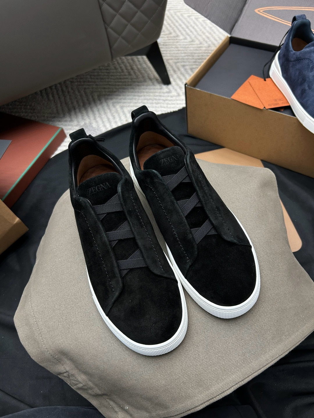 제냐 Zegna Gegna Triple Stitch TM 스니커즈 Black