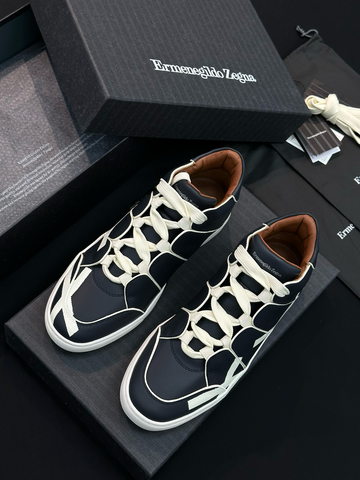 제냐 Zegna TIZIANO XXX 스니커즈 Blue&White