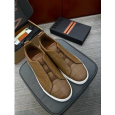 제냐 Zegna Handmdae crocodile TS-SECONDSKIN 스니커즈 Brown