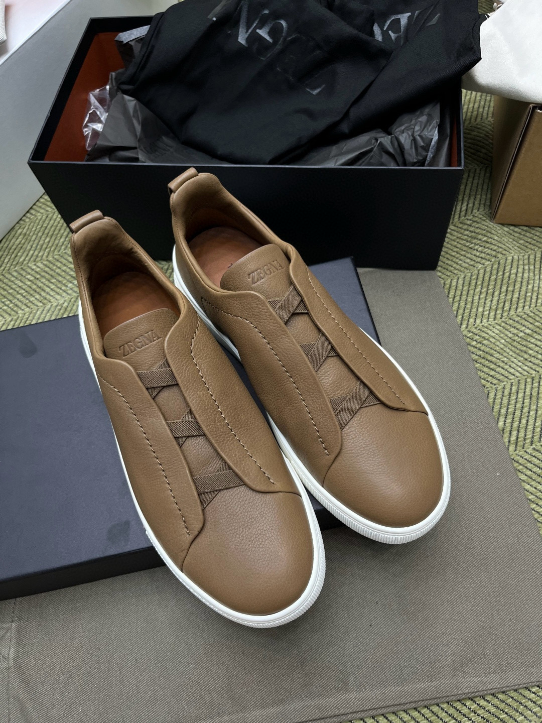 제냐 Zegna Triple Stitch 스니커즈 Khaki