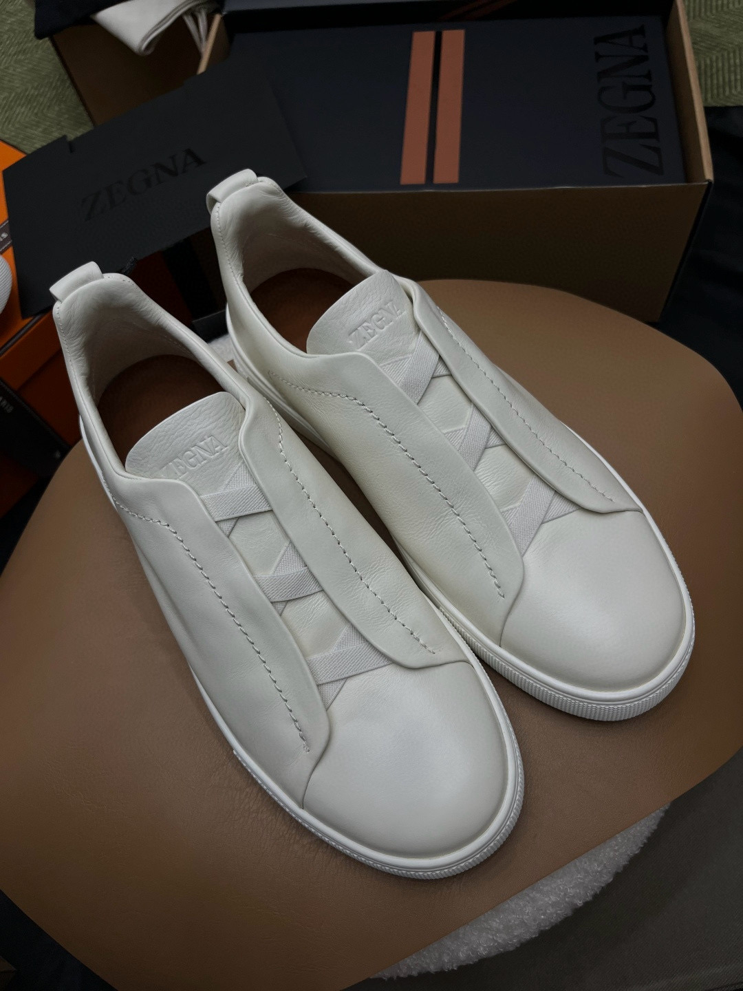 제냐 Zegna Triple Stitch 스니커즈 White