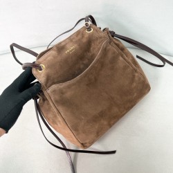 프라다 Prada 1BG641 Carry medium suede tote bag Cocoa Brown 32cm