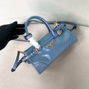 프라다 Prada 1BA486 Bonnie 미니 가죽 핸드백 Aviation Blue 23.5cm