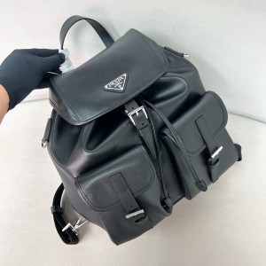 프라다 Prada 1BZ811 Zaino 미디엄 가죽 백팩 Black 28cm