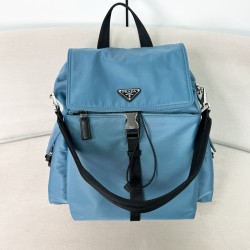 프라다 Prada 2VZ118 Explore Re-Nylon 및 가죽 백팩 Aviation Blue 39cm