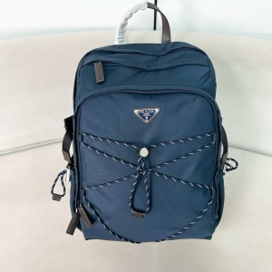 프라다 Prada 2VZ122 Speedrock  리나일론 및 가죽 백팩 Blue 29cm