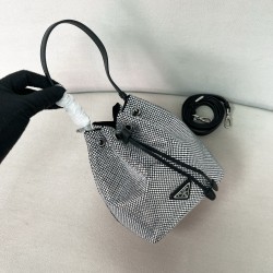 프라다 Prada 1BE067 크리스털 장식 새틴 미니백 Black 15.5cm