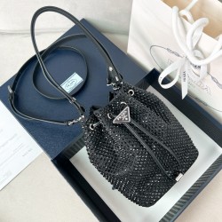 프라다 Prada 1BE067 버킷 백 Black 21cm