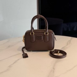 미우 미우 Miu Miu 5BB123 Arcadie 가죽 백 Briarwood 19cm