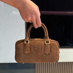 미우 미우 Miu Miu 5BB142 Arcadie 스웨이드 백 Cocoa Brown 22cm