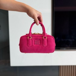 미우 미우 Miu Miu 5BB142 Arcadie 스웨이드 백 Fuchsia 22cm