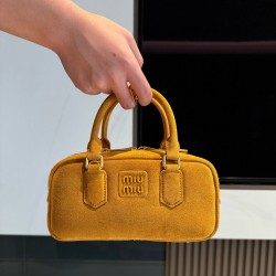 미우 미우 Miu Miu 5BB142 Arcadie 스웨이드 백 Whiskey 22cm