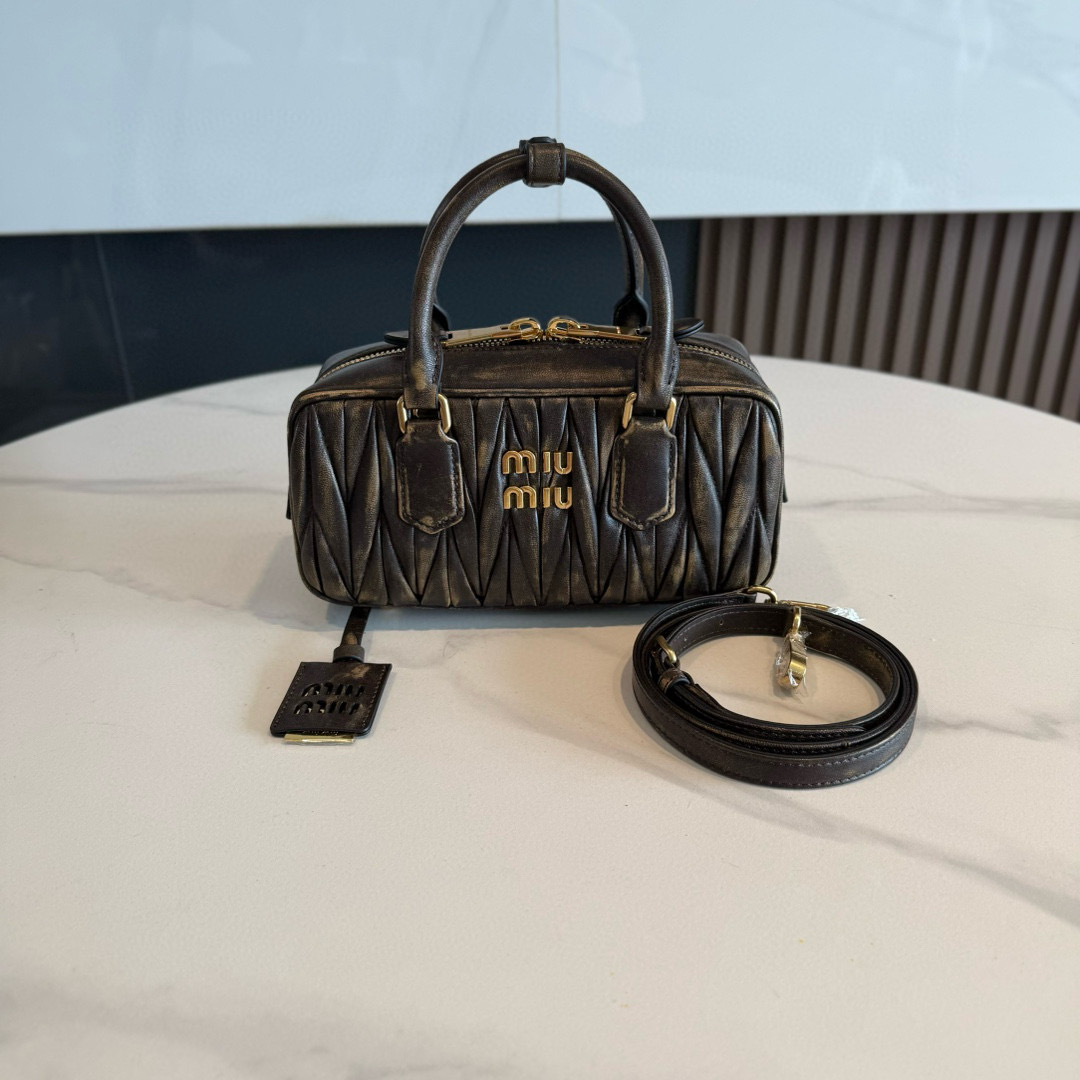 미우 미우 Miu Miu 5BB142 Arcadie 마테라쎄 나파 가죽 백 Coffee 22cm