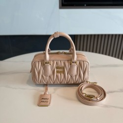 미우 미우 Miu Miu 5BB142 Arcadie 마테라쎄 나파 가죽 백 Powder Pink 22cm
