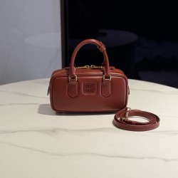 미우 미우 Miu Miu 5BB142-2 Arcadie 가죽 백 Rust 22cm