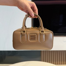미우 미우 Miu Miu 5BB142-2 Arcadie 가죽 백 Tundra 22cm