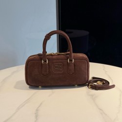 미우 미우 Miu Miu 5BB148 Arcadie 스웨이드 백 Dark Brown 27cm