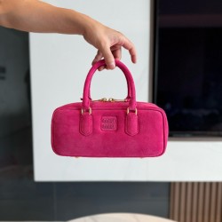 미우 미우 Miu Miu 5BB148 Arcadie 스웨이드 백 Fuchsia 27cm