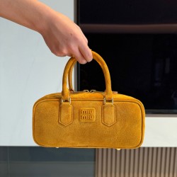 미우 미우 Miu Miu 5BB148 Arcadie 스웨이드 백 Whiskey 27cm
